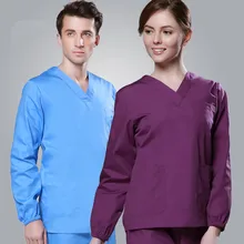 Новое поступление, Мужская медицинская одежда унисекс, комплекты с длинным рукавом, Женская медицинская форма, женские костюмы медсестры с v-образным вырезом, топ+ штаны