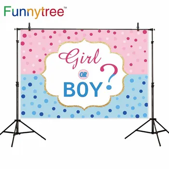 

Funnytree backdrops photography pink blue dot girl or boy baby shower photo background for photo photocall photophone photobooth
