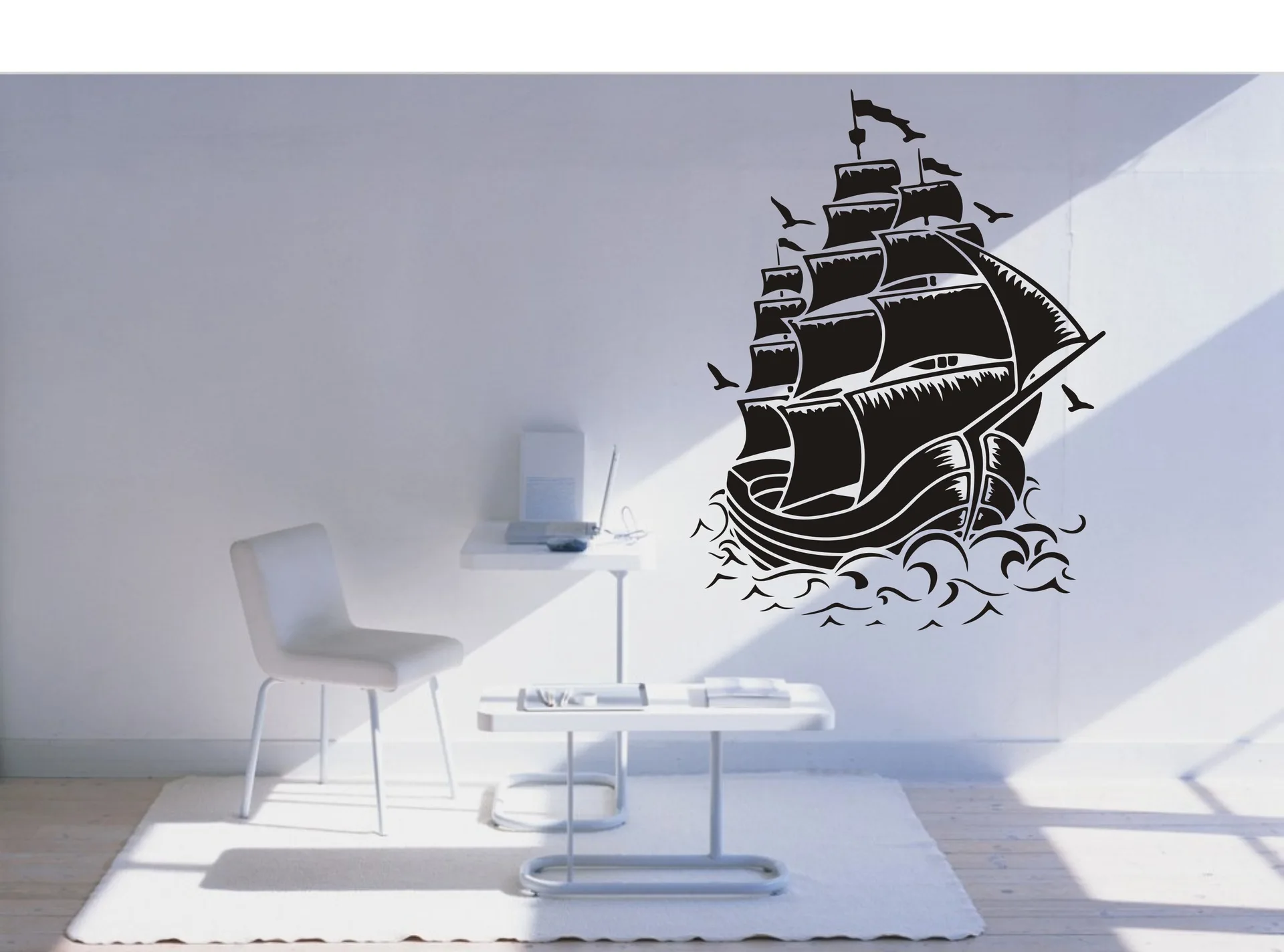 Removable Fashion Home Decor Decal Nautical Sail Boat Pirate Ship Wall
