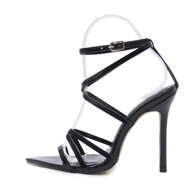 

Sexy Yellow Sandals Ladies Sandals Summer New Pointed Fish Mouth Cross Stilettos 11.5cm heels