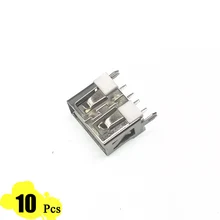 10Pcs/Lot Short body USB Port 2.0 Type A Female 4 Pin Insert 4 Foot 180 Flat Charge Plug Socket Jack Connector Wire Adapeter