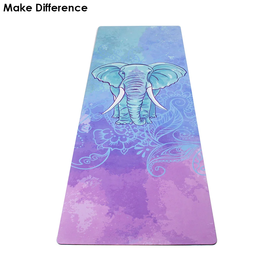 Make Difference Wise Elephant Printed Outdoor Yoga Pilates Mat Natural