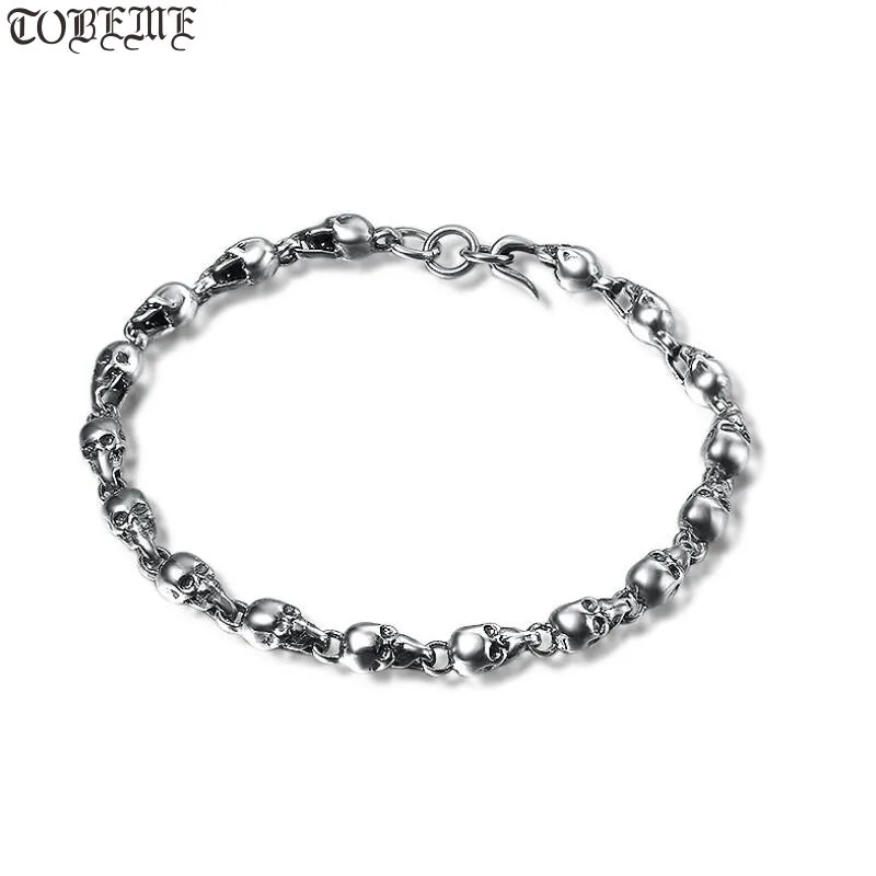 100% 925 Silver Skull Bracelet Vintage Sterling Silver