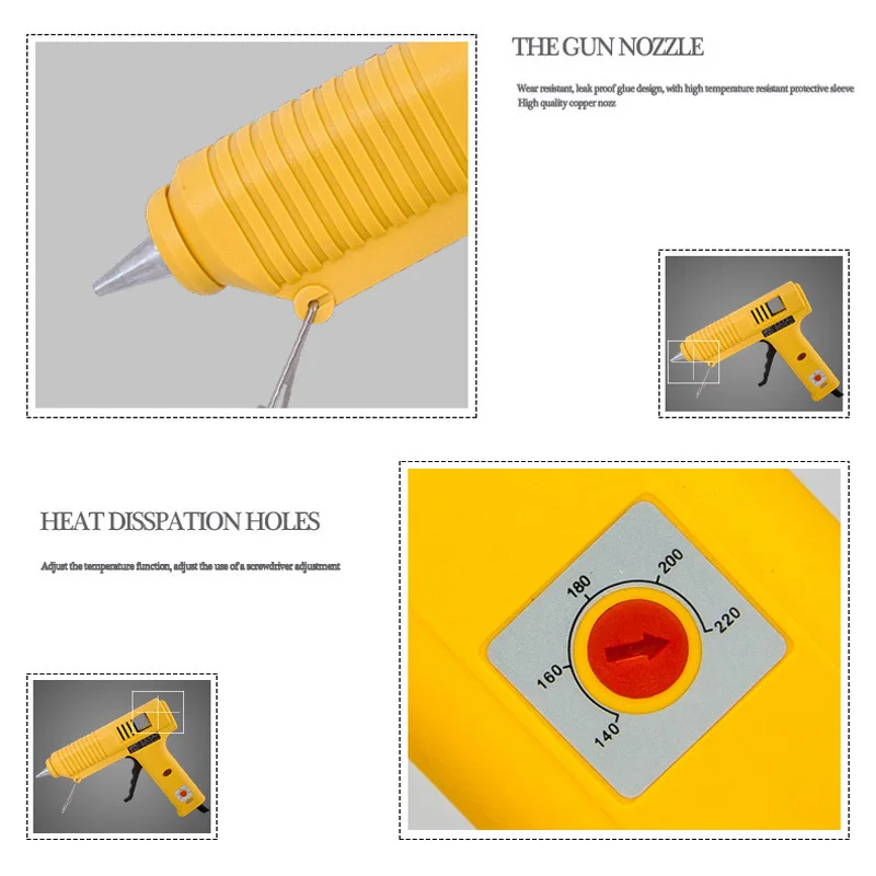 ПЕГАСА Желтый 100 Вт Температура Регулируемый Электрический Термо Отопление Горячего Расплава Клея Glue Gun Пистолет Съемник Для 11 мм клей-Карандаш клеевой пистолет