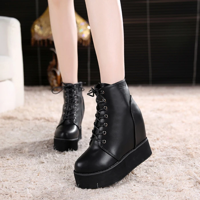 

Autumn and winter and the slope with short  cool boot Martin  with thick soles muffin lacing increased shoes  boots