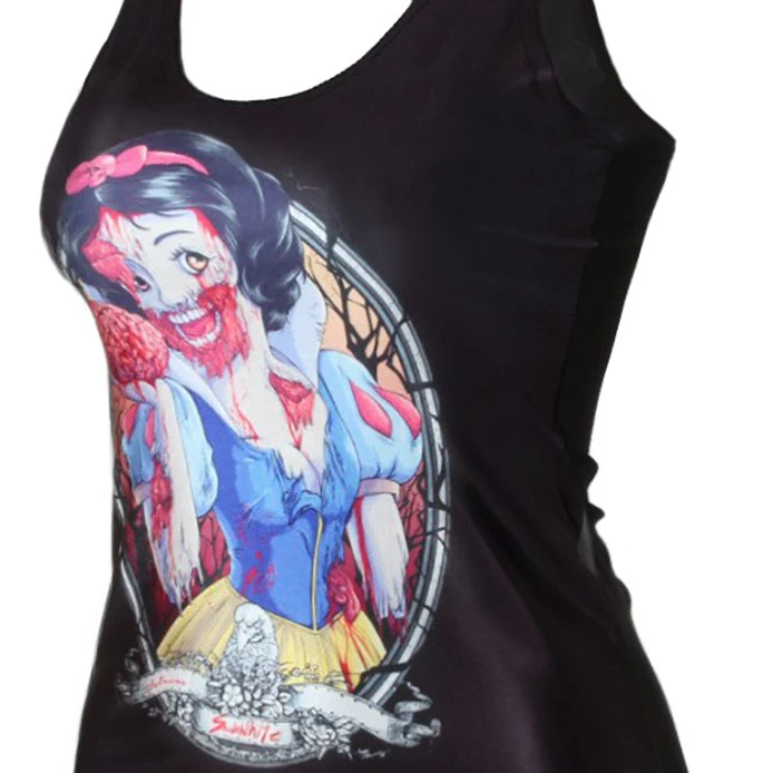 Women's Zombie Snow White Tank Top Medium Black (4)