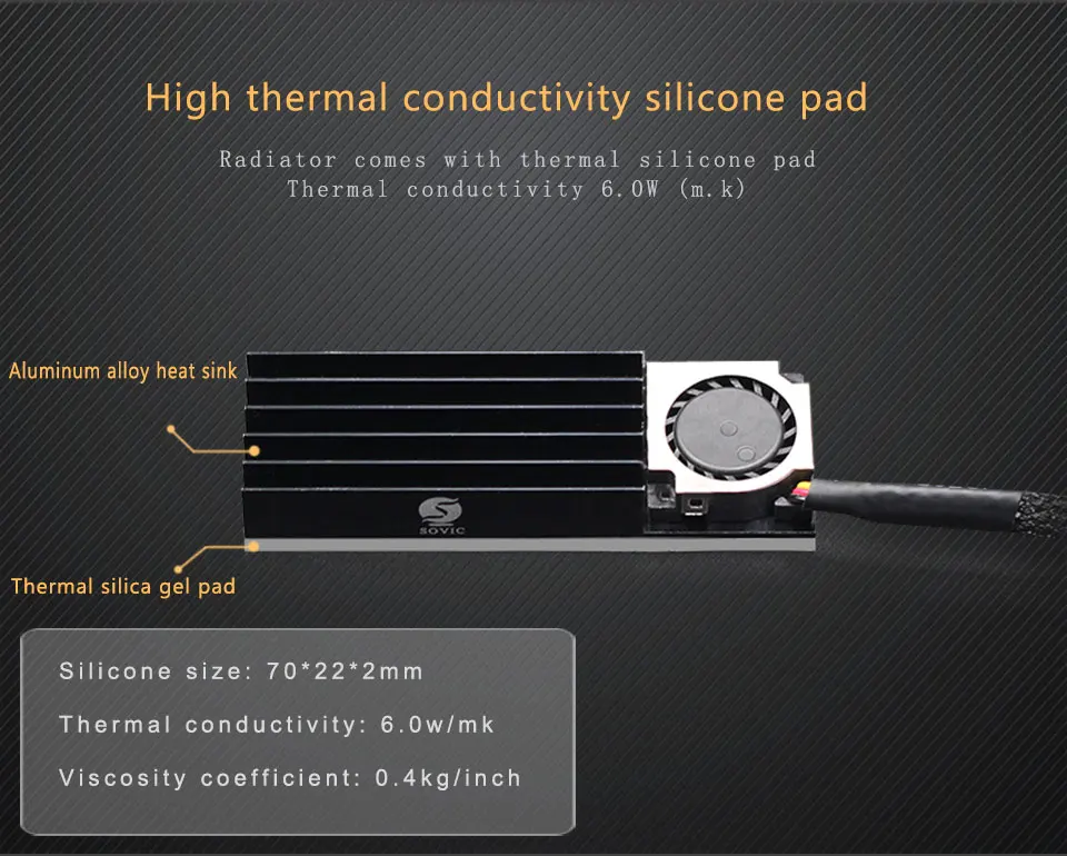 PCIE твердотельный радиатор M.2 радиатор SSD алюминиевый лист теплопроводность силиконовый лист теплоотвод вентилятор Радиатор