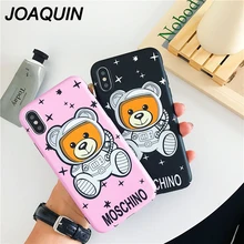 

Cute Italy luxury brand bear Skin texture cover case for iphone 6 S 7 7 plus 8 X XS XR XS MAX Soft TPU Super phone cases