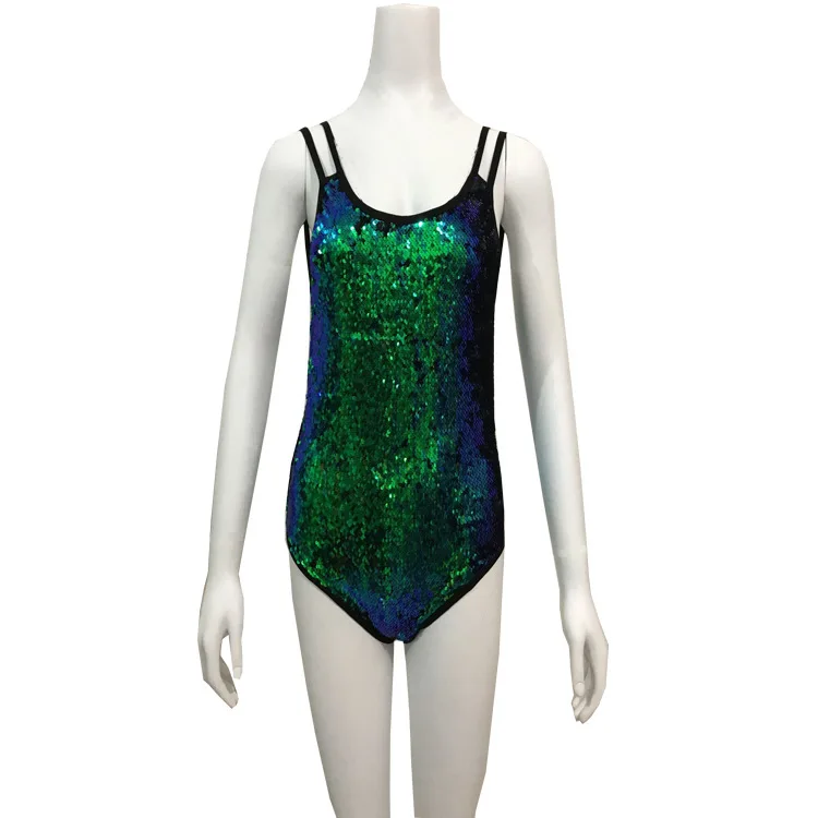 2018 Summer Hot Selld Women Sleeveless Bikinis Green Sequined Jumpsuit
