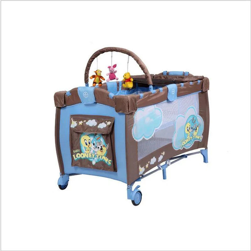  2017 Infant Baby Soft&Breathable Cartoon Crib High-profile European Baby Foldable Playpen Baby Bed 