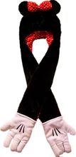 Minnie Hats Set with Mittens Gloves Cartoon Cute Bonnet Echarpe Hooded Scarfs Faux Fur Winter Warm
