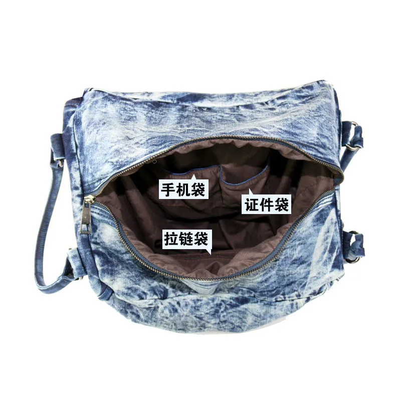 Женская сумка мессенджер iPinee винтажная с заклепками|denim bags women|trapeze bagtote bag |