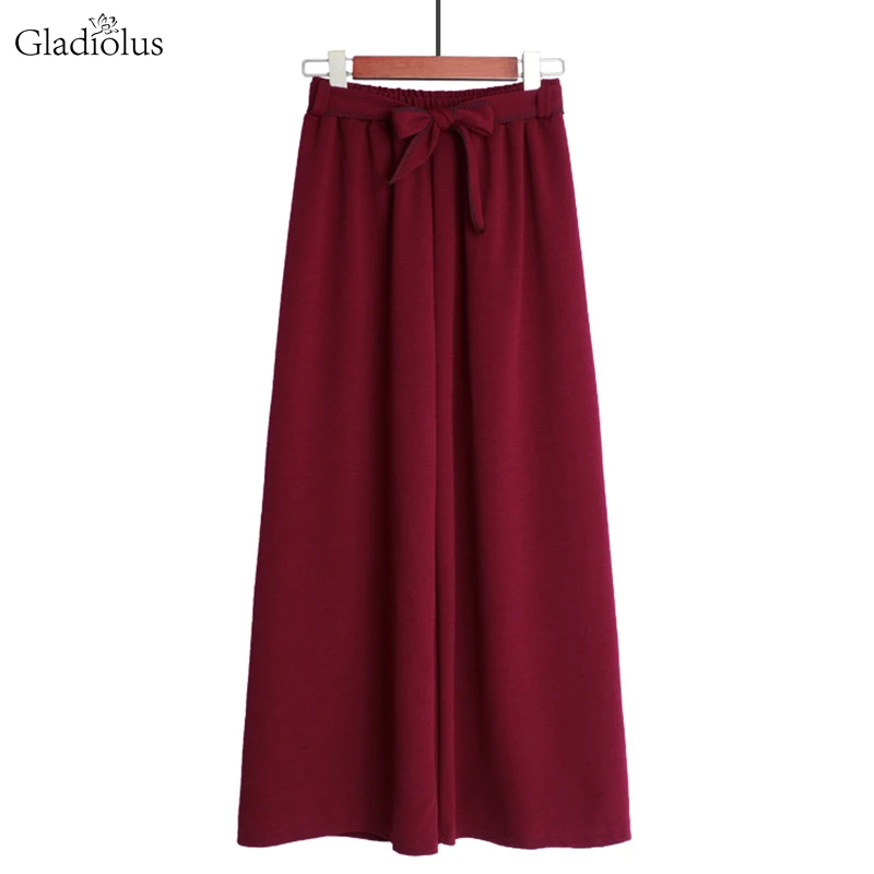 

Gladiolus Korean New Summer Pants Women Bow Belt Tunic High Waist Wide Leg Loose Ankle Length Trousers Women Pants 2019 Clothes