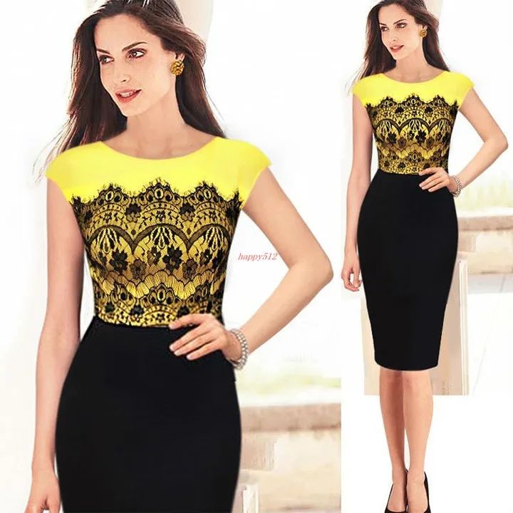 Stylish Lady Women New Fashion Sleeveless Sexy Evening Party Lace Splicing Dress 35 | Женская одежда
