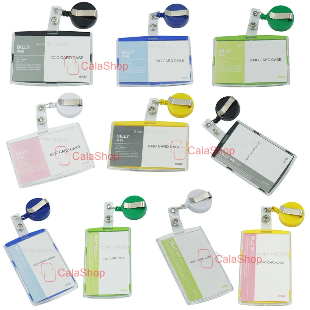 

1 Pcs / Lot Horizontal Vertical ID card holder Badge with Reels Clips Retractable office Workers Students