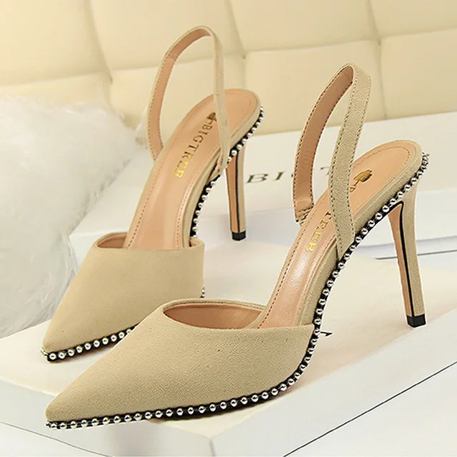 Туфли bigtree/Новые весенние женские туфли-лодочки пикантная женская обувь на высоком каблуке летние женские босоножки Свадебная обувь со стразами Женская обувь на шпильке - Цвет: Светло-желтый