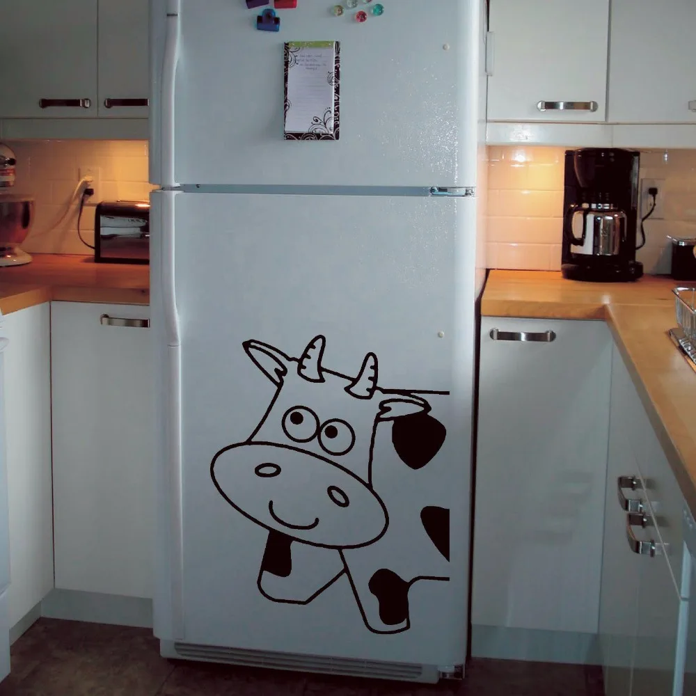 Cartoon Cow Wall Fridge Sticker Cute Milk Moo Cow Animal Wall Decal Freezer Baby Nursery Bedroom Livin groom Vinyl Home Decor (2)