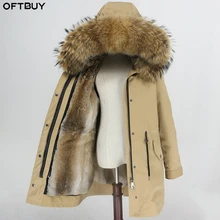 OFTBUY Waterproof Parka Winter Jacket Women Real Fur Coat Natural Fur Collar Hood Rabbit Fur Liner Long Outerwear Streetwear