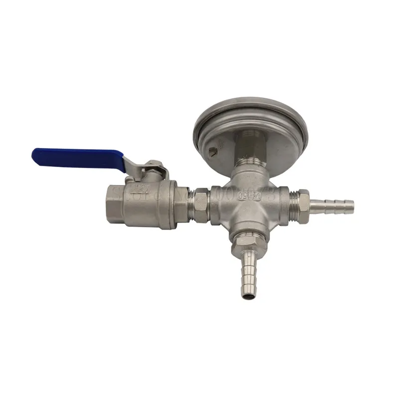 Stainless Ball Valve, Weldless Cooler Temperature Kit, Bi-metal Thermometer 3Face & 2Probe, 12 Hose Barb Homebrew Beer (3)