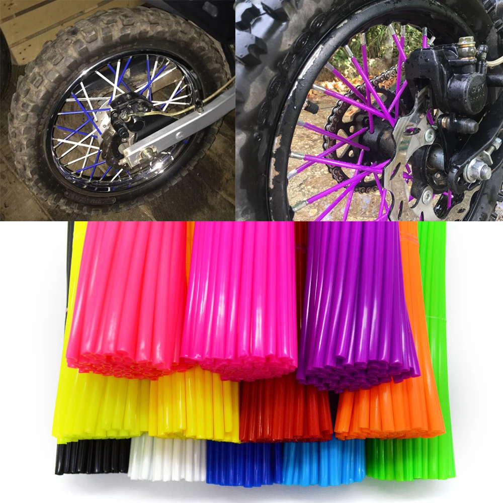 72Pcs/Pack Bike Wheel Spoke Protector Colorful Motocross Rims Skins
