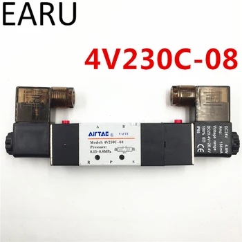 

Pneumatic Solenoid Valve 4V230C-08 Double Coil Port 1/8" BSP 5/3 Way Control Valve Red LED light AC 110V 220V 380V DC 12V 24V