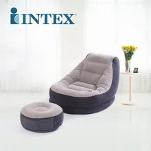 INTEX надувной Флокированный одноместный диван ленивый диван кровать siesta lounge стул с табуретом для ног 68564