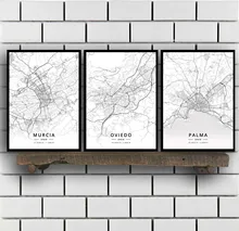 Murcia oviedo palma salamanca santander sevilha tarragona toledo valência valladolid vigo zaragoza espanha mapa poster
