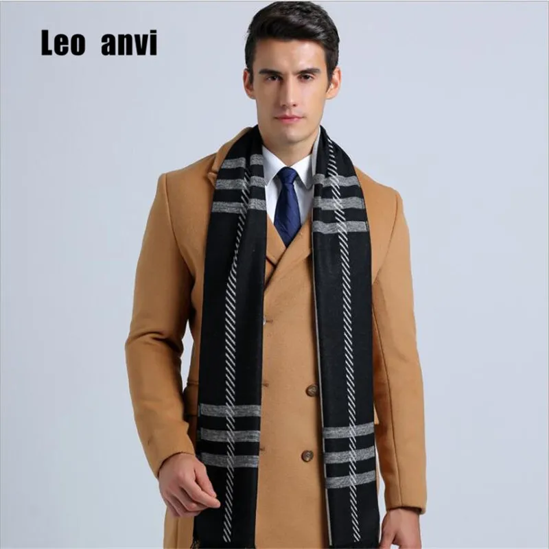 

Leo anvi Fashion Design Plaid scarf Men cotton cashmere scarf Winter Warm Scarves Luxury Wrap Echarpe Mans Business Scarf