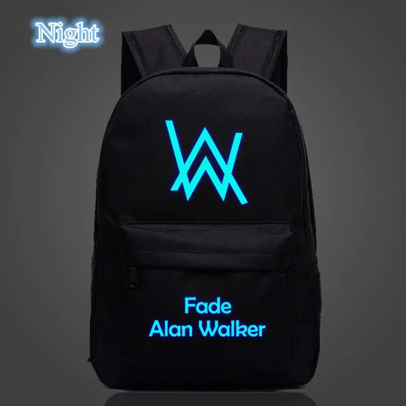 Светящийся рюкзак Alan Walker для подростков школьные ранцы с выцветающей