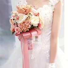 Корсаж ручной работы высокое качество бисером брошь невесты Свадебный букет невесты Европа США слоновая кость искусственный цветок