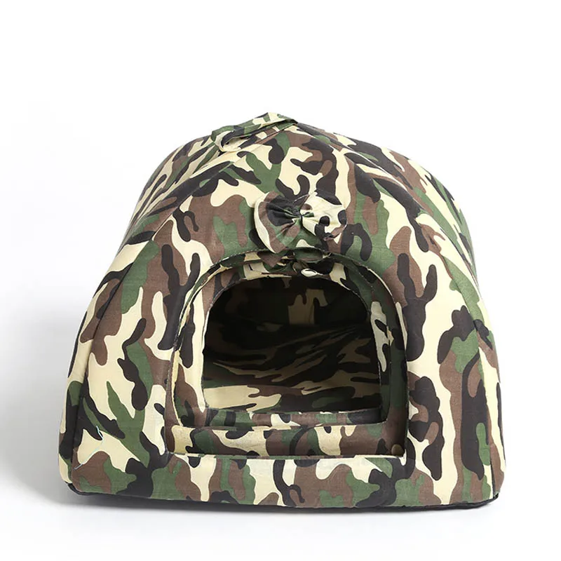 

Removable Camouflage Dog House Winter Warm Pet Cat Bed Kennel Play Tent Machine Washable Nest for Small Dogs