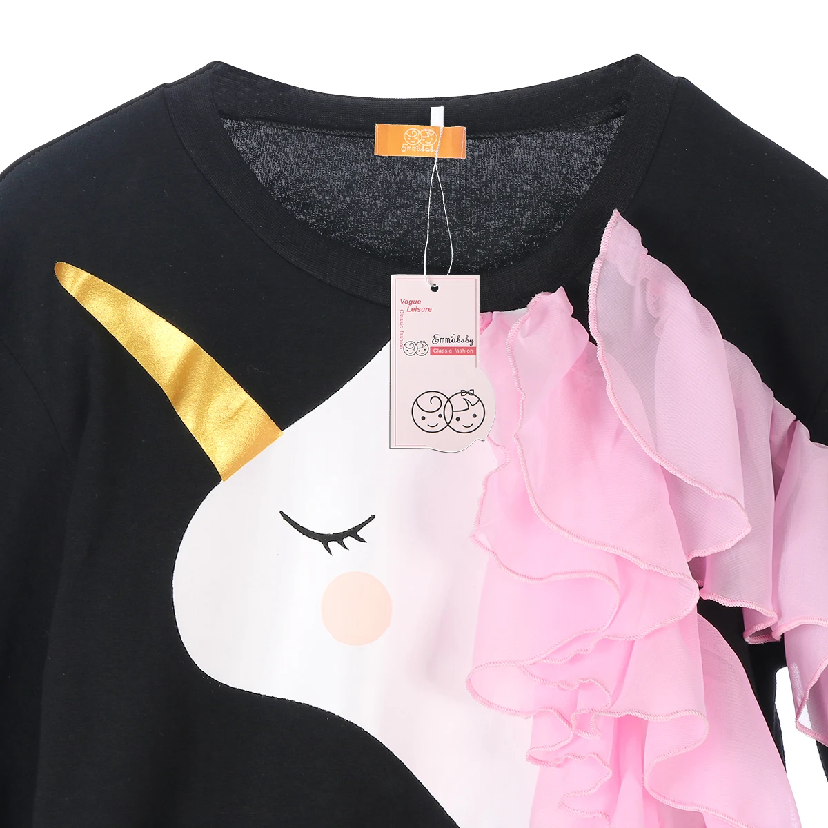 Emmababy для маленьких девочек Костюмы Единорог кружевные футболки с манжеткой топы из хлопка детская одежда с длинными рукавами на осень; от 0 до 4 года