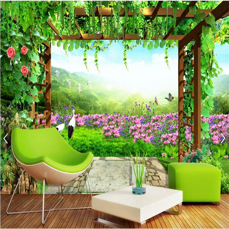 

beibehang Custom photo wallpaper Fresh grapevine pastoral scenery TV backdrop mural living room TV 3D wallpaper papel de parede