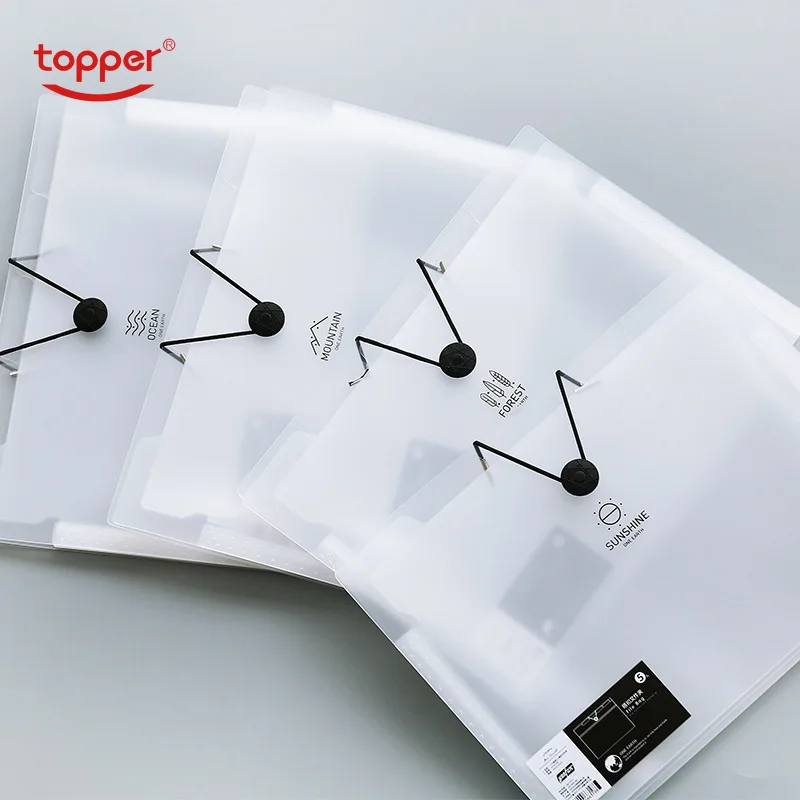 

6 pckets PP folder Elastic Closure Folder Expanding wallet Simple Style File Folder Office Shool filing products A4 file bag
