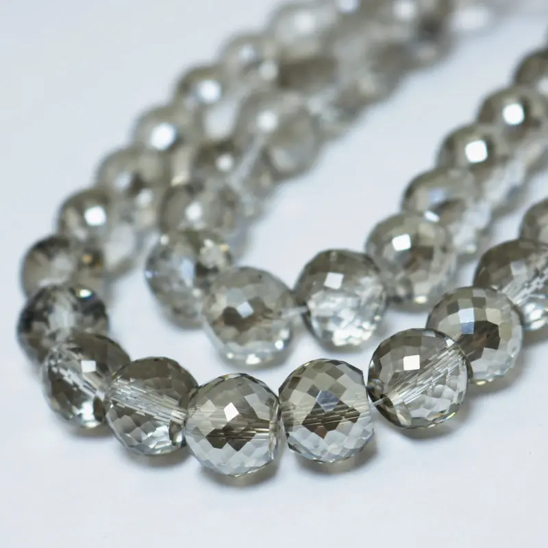 20pcs 10x8mm Clear Grey color Crystal Glass Beads Round Cut Faceted