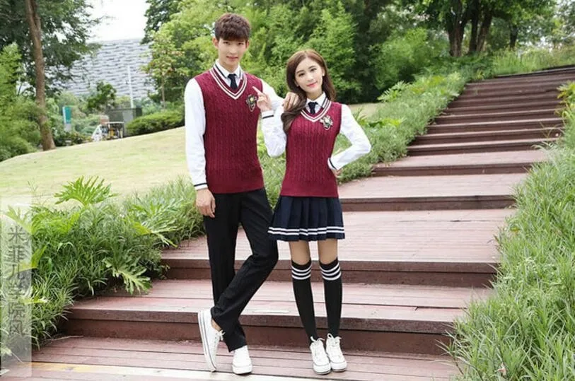Школьная форма с длинными рукавами для мальчиков и девочек, Корейская школьная форма для девочек
