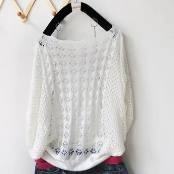 

New 2020 Women Sweater Spring Fashion Brand Irregular Free Candy Colors Hollow Out Lantern Sleeve Spring Pullovers SW120