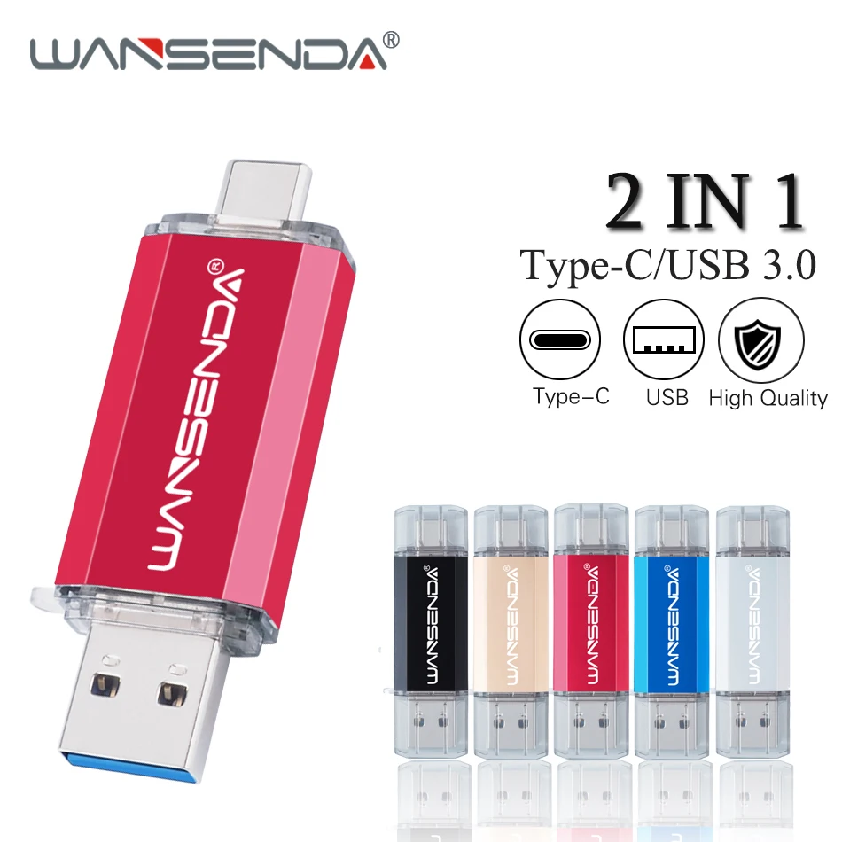 

WANSENDA OTG USB Flash Drive TYPE C & Micro Usb Stick 3.0 Pen Drive 16GB 32GB 64GB 128GB 256GB Pendrive USB Flash Memory Stick