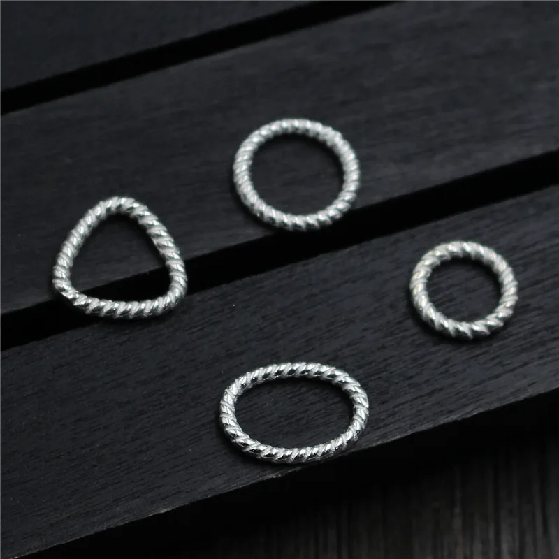 

2pcs/lot 100% 925 Sterling Silver Twist Geometry Jump Rings Oval/Triangle/Round Connector Charms DIY Jewelry Making Accessories