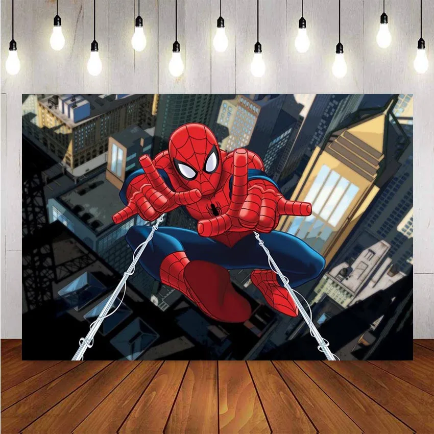 

Comics Superhero Avengers Spiderman Photography Backdrop children show Birthday Photo customized Banner Prop Studio Backdrop