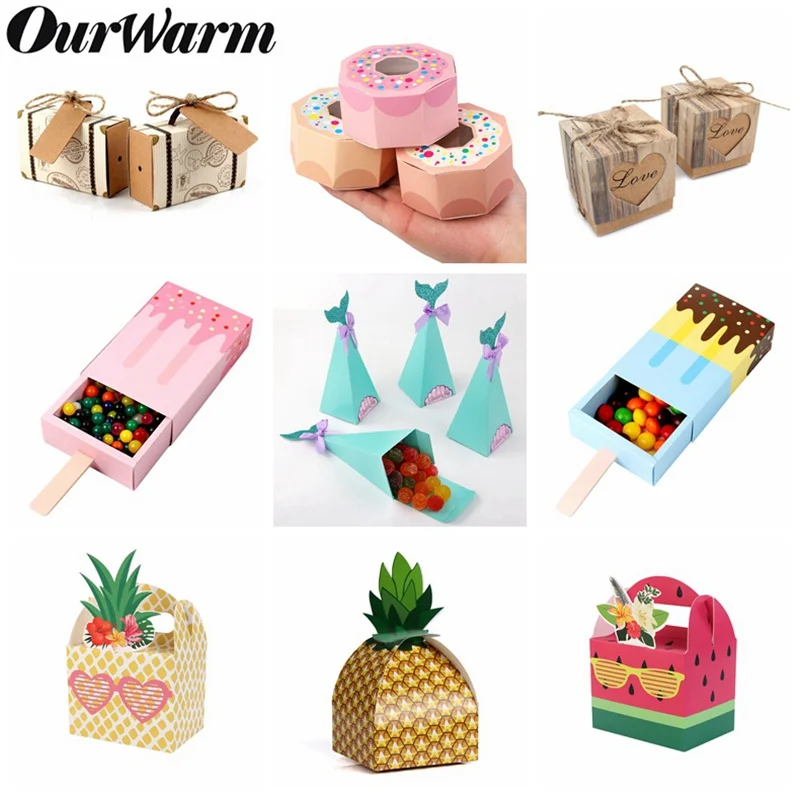 OurWarm Candy Boxes Craft Paper Birthday Party Favor Kids Gift Boxes Wedding Decorations Baby Shower Supplies