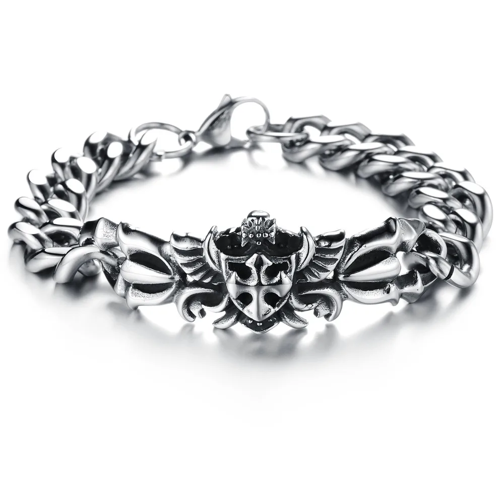 Man Chain & Link Bracelets Fashion Stainless Steel with Cross Design Personality Vintage Jewelry For Men GS690 | Украшения и
