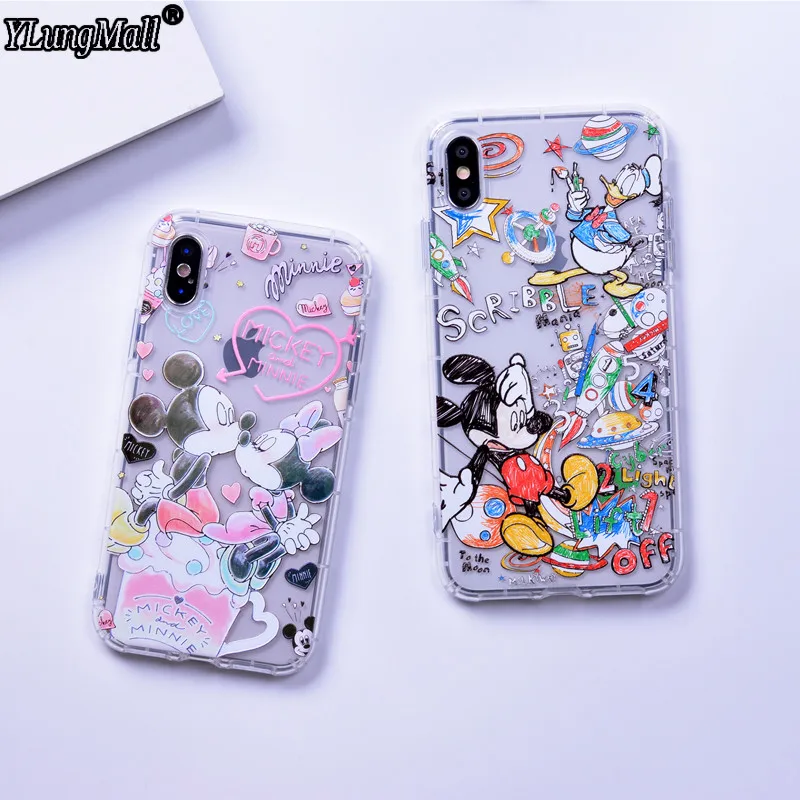 

2018Capinhas Case for iPhone Xs Max Case Luxury Soft TPU Mickey Minnie Donald Lovely Cover for iPhone X 8 6 6s 7 Plus Xr 10 Case