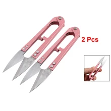SOSW-Dark Pink Grip Thread Tailor Yarn Scissors Cutter 2 Pieces