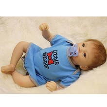 20 Inch 50 cm Rooted Mohair Reborn Baby Dolls Lifelike Newborn Babies Silicone Boy Toy With Cloth Body Kids Birthday Xmas Gift