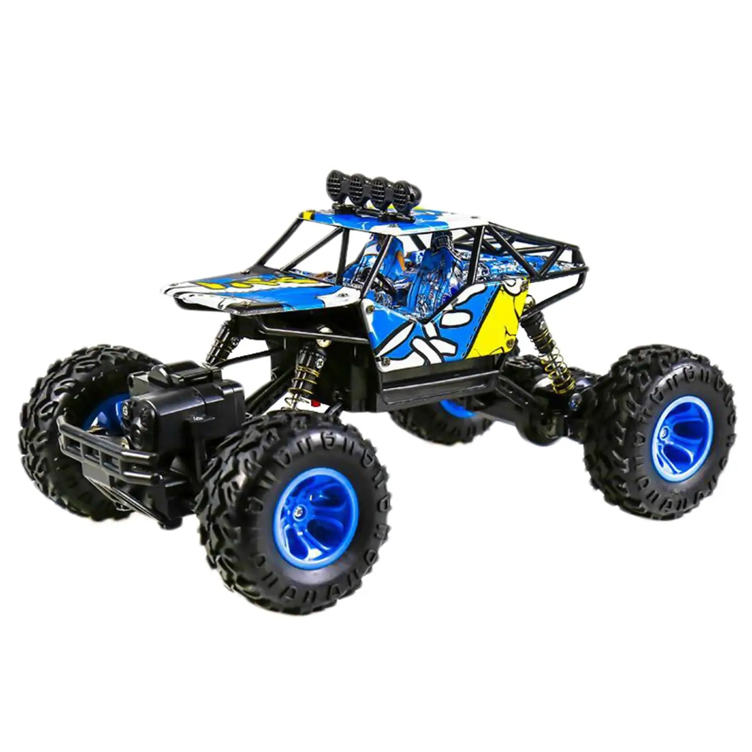 1/16 2,4 Ghz сплав корпус Rock Crawler 4Wd двойные двигатели внедорожный пульт дистанционного управления Rc багги Bigfoot скалолазание автомобиль игрушки - Цвет: Graffiti blue