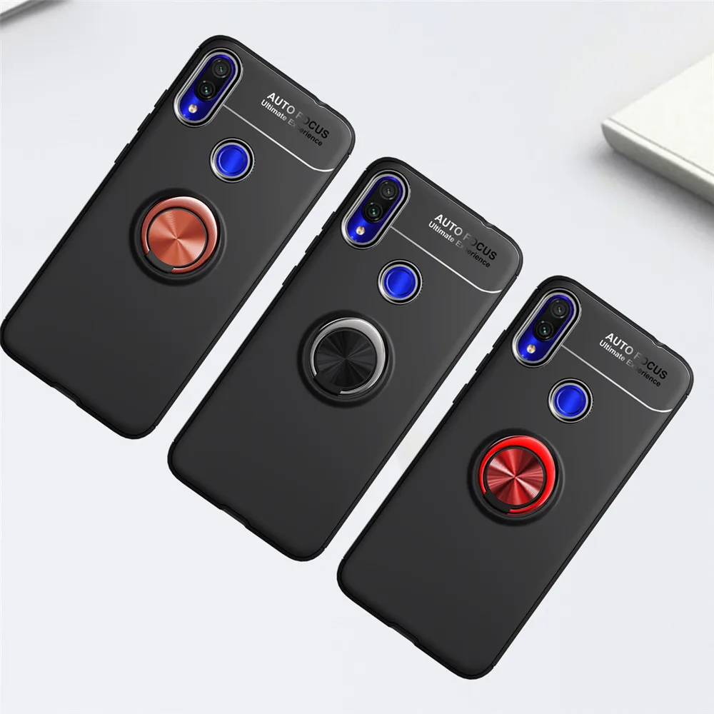 Lenuo Magnetic Car Holder Case for Xiaomi Redmi Note 7 Note7 Pro Mix color ring bracket cover Finger Ring All-in-one |