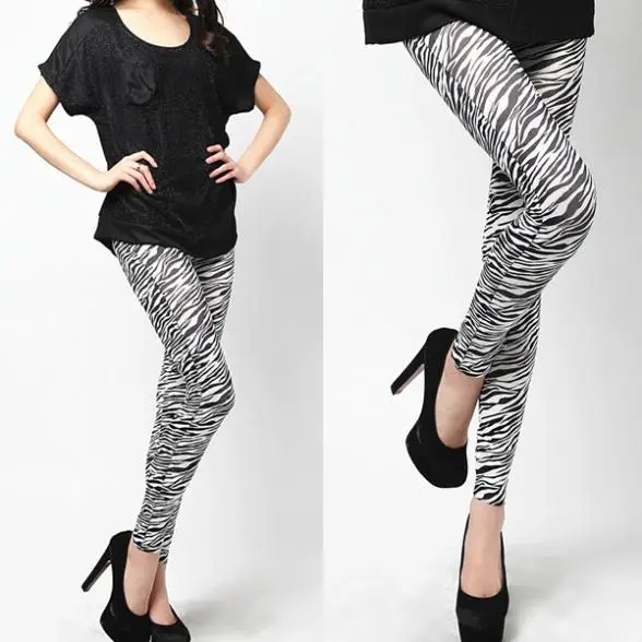 

Fashion Women Leggings Zebra Print Skinny Pants Small Feet Pant Stretch Trouser ZU98