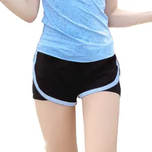 Небесно-голубые и черные Лоскутные Шорты Йога Бег Фитнес Женская одежда для тренировок тонкие поддельные две части спортивной одежды женская верхняя одежда