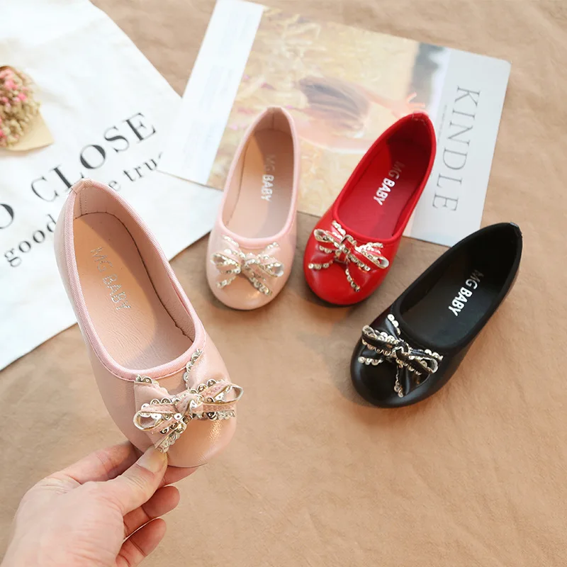 

Baby Girls Shoes Fashion Student Leather Single Shoes For Kids Dance Princess Shoes Non-slip Casual Children's Flats